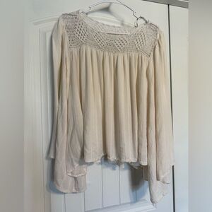 Rip Curl Cream Ruffled Long Bell Sleeve Blouse - Size XL